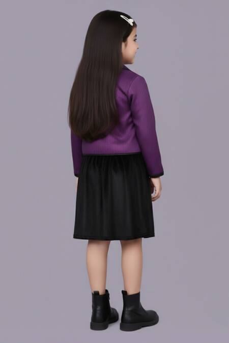 Lil Drama Jacquard Jacket & Velvet Skirt Set 