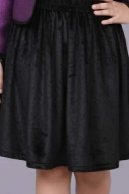 Buy_Lil Drama_Purple Jacquard, Velvet Jacket And Skirt Set _Online_at_Aza_Fashions