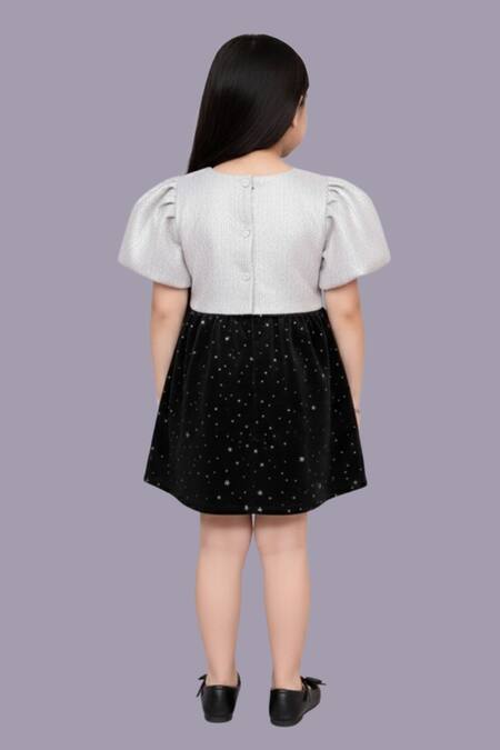 Lil Drama Jacquard Top & Velvet Star Print Skirt Set 