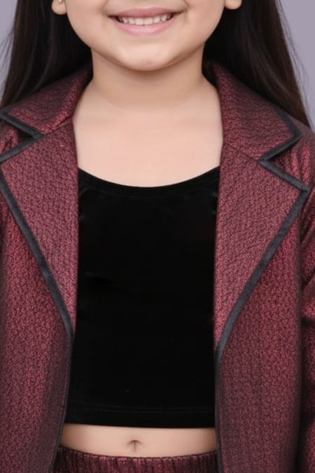 Buy Lil Drama Maroon Jacquard Woven Jacket And Skirt Set Online at Aza Fashions Buy_Lil Drama_Maroon Jacquard Woven Jacket And Skirt Set _Online_at_Aza_Fashions