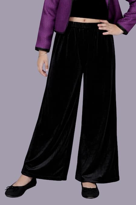 Buy_Lil Drama_Purple Jacquard, Velvet Jacket And Pant Set _Online_at_Aza_Fashions