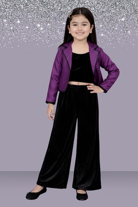 Lil Drama Jacquard Jacket & Velvet Pant Set 