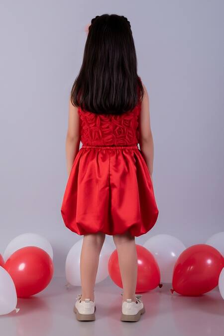 Lil Drama Floral Applique Top & Bubble Skirt Set 