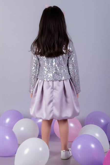 Lil Drama Sequin Bow Embellished Jacket & Skirt Set 
