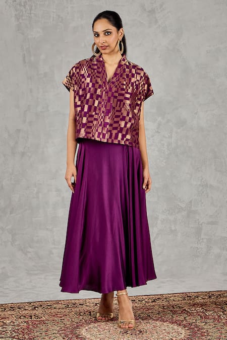 Shivani Bhargava Geometric Zari Woven Top & Skirt Set 