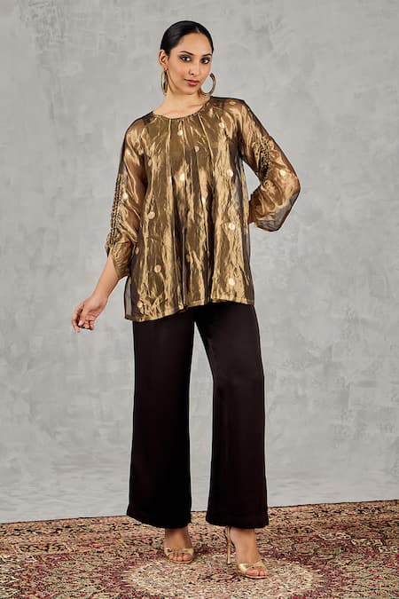 Shivani Bhargava Polka Dot Pleated Top & Pant Set 