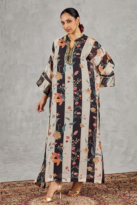 Shivani Bhargava Striped Floral Print Kaftan 