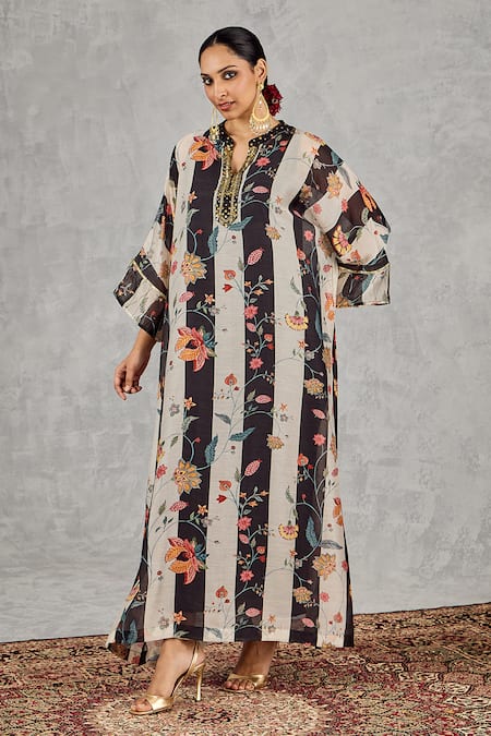 Shivani Bhargava Chanderi Striped Floral Tunic 