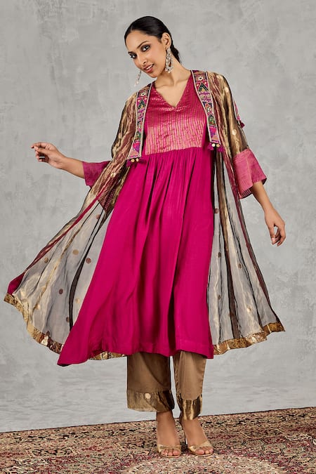 Shivani Bhargava Zari Weave Jacket With Kurta 