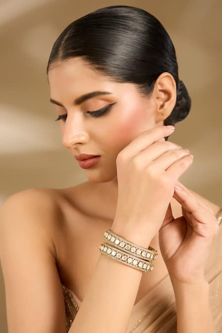 Vivinia By Vidhi Mehra Moissanite Kundan & Polki Embellished Bangles 