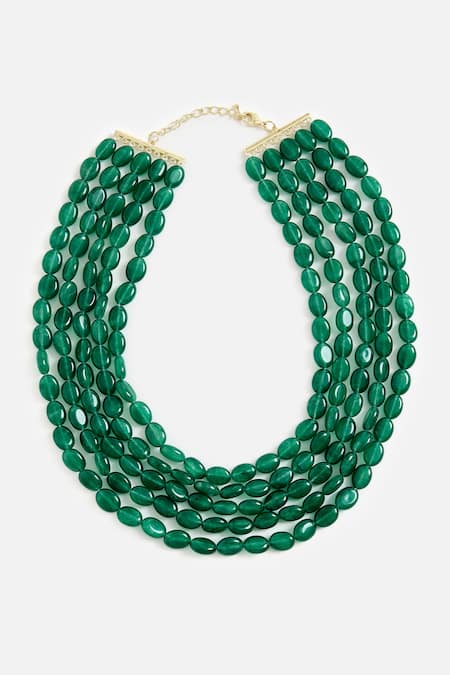 Vivinia By Vidhi Mehra Emerald Green Layered Statement Necklace 