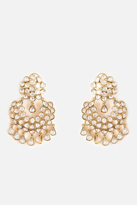 Vivinia By Vidhi Mehra_Gold Plated Pearls, Stones And Embellished Chandeliers _Online_at_Aza_Fashions