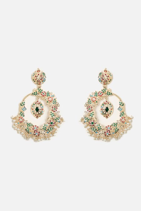 Vivinia By Vidhi Mehra Stone & Pearl Studded Chandbalis 