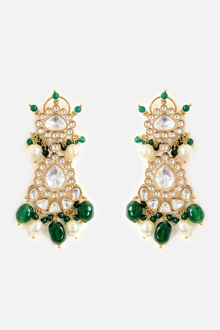 Buy_Vivinia By Vidhi Mehra_Gold Plated Beads, Pearls, Stones Kundan And Embellished Necklace Set _Online_at_Aza_Fashions