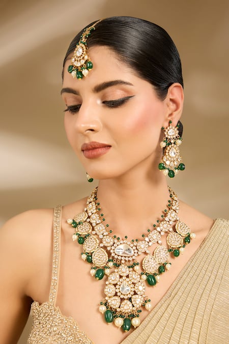 Vivinia By Vidhi Mehra Kundan &  Bead Embellished Necklace Set 