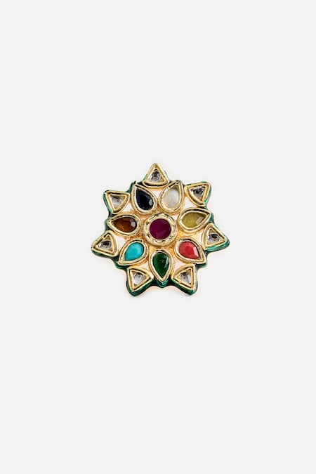 Vivinia By Vidhi Mehra Multicolor Kundan Statement Ring 