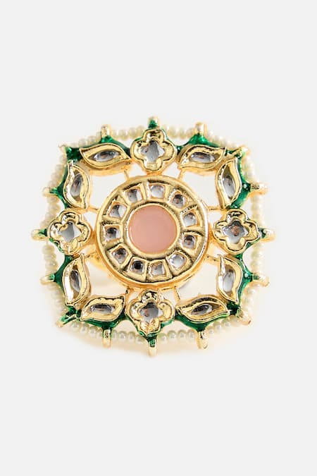 Vivinia By Vidhi Mehra Pearl & Kundan Statement Ring 