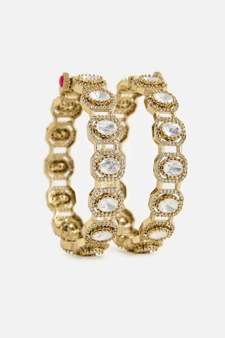 Vivinia By Vidhi Mehra Moissanite Kundan & Polki Embellished Bangles 