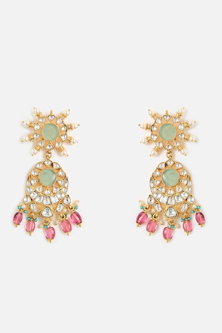 Buy_Vivinia By Vidhi Mehra_Multi Color Beads, Pearls, Stones Kundan And Beaded Bridal Choker Set _Online_at_Aza_Fashions