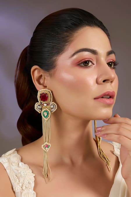 Vivinia By Vidhi Mehra Multicolor Stone Embellished Earrings 