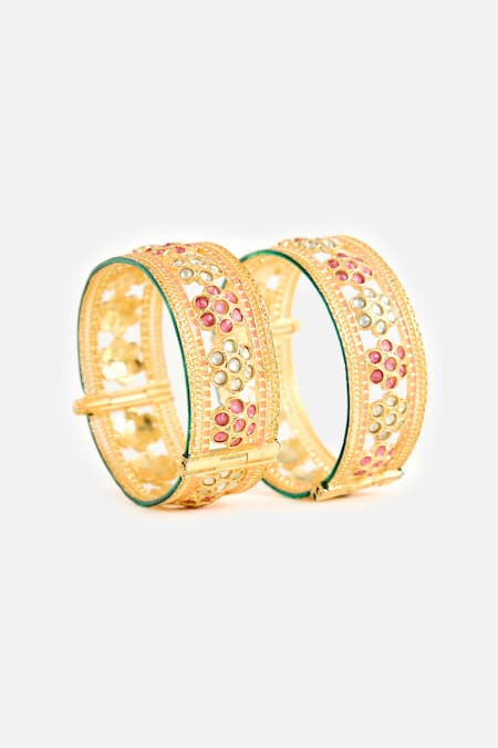 Vivinia By Vidhi Mehra Gold Meenakari Bangles 