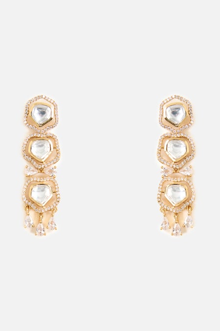 Shop_Vivinia By Vidhi Mehra_Gold Plated Stones, Crystals Kundan Embellished Choker Set _Online_at_Aza_Fashions