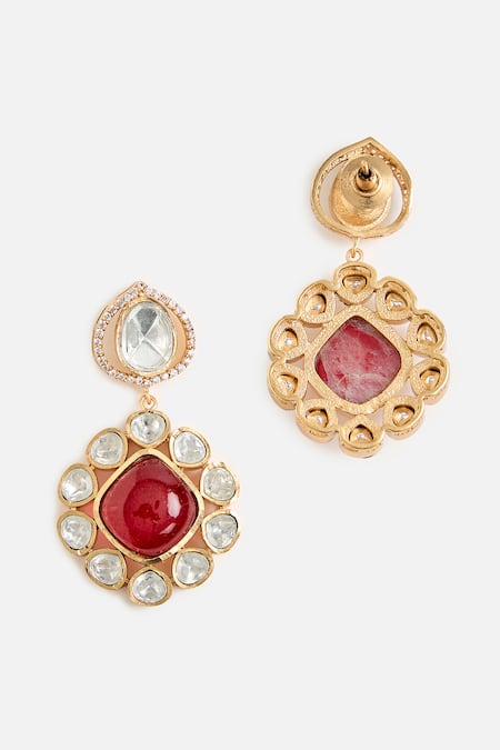 Buy_Vivinia By Vidhi Mehra_Gold Plated Stones, Pearls Ruby And Kundan Necklace Set _Online_at_Aza_Fashions