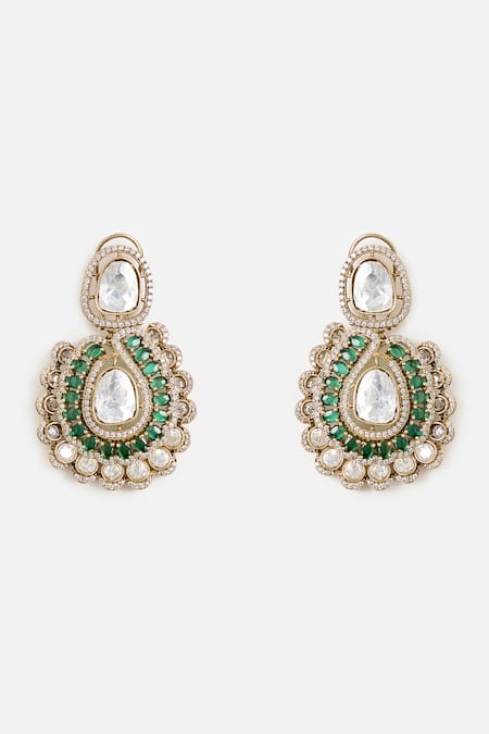 Vivinia By Vidhi Mehra_Green Stones, Elegant Kundan Choker Set _Online_at_Aza_Fashions