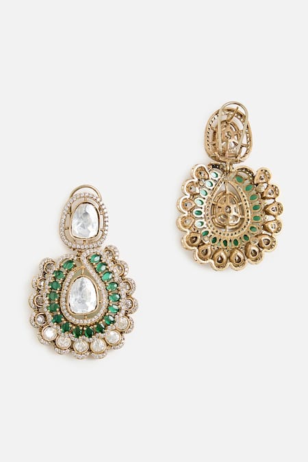 Buy_Vivinia By Vidhi Mehra_Green Stones, Elegant Kundan Choker Set _Online_at_Aza_Fashions