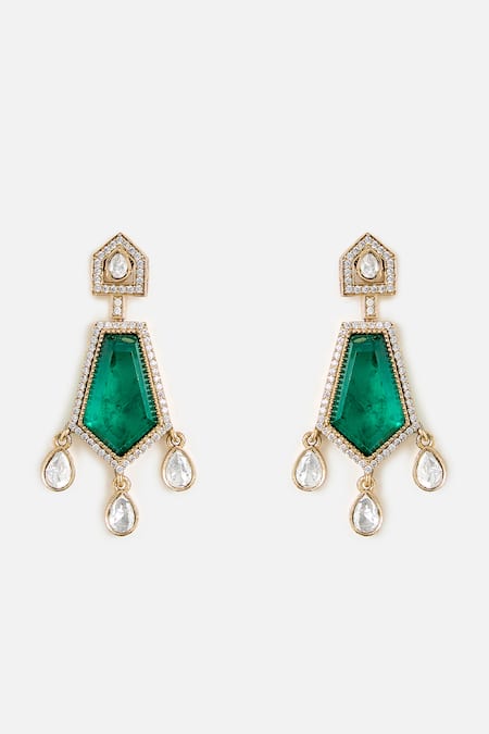 Vivinia By Vidhi Mehra Gold Plated Stones, Pearls Emerald Drop Kundan Necklace Set Online at Aza Fashions Vivinia By Vidhi Mehra_Gold Plated Stones, Pearls Emerald Drop Kundan Necklace Set _Online_at_Aza_Fashions