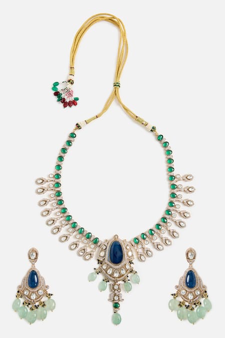 Vivinia By Vidhi Mehra Stone Beaded Kundan Necklace Set 