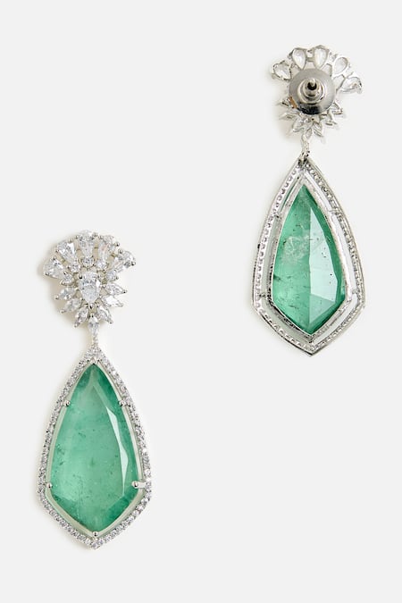 Buy_Vivinia By Vidhi Mehra_Green Stones Emerald Elegance Necklace Set _Online_at_Aza_Fashions