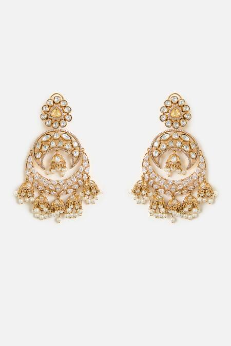 Vivinia By Vidhi Mehra Antique Gold-Plated Statement Jhumka Earrings 