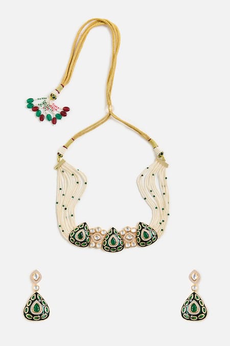 Vivinia By Vidhi Mehra Emerald Stone Choker Set 