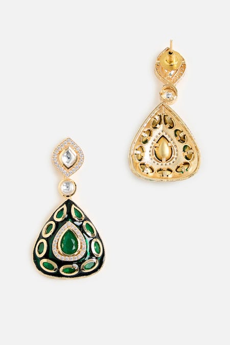 Buy_Vivinia By Vidhi Mehra_Green Gemstones, Stones, Crystals Emerald Choker Set _Online_at_Aza_Fashions