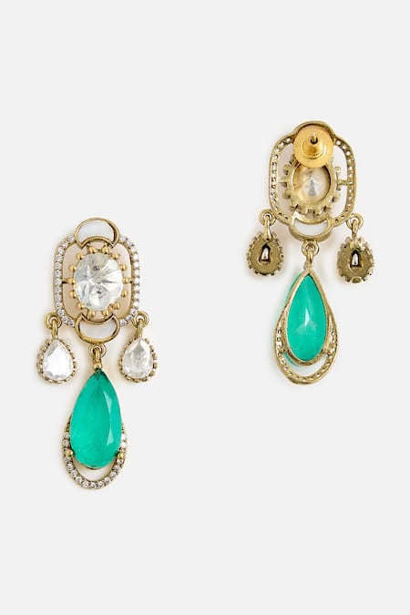Vivinia By Vidhi Mehra Green Stones, Pearls Elegant Drop Kundan Necklace Set Online at Aza Fashions Vivinia By Vidhi Mehra_Green Stones, Pearls Elegant Drop Kundan Necklace Set _Online_at_Aza_Fashions