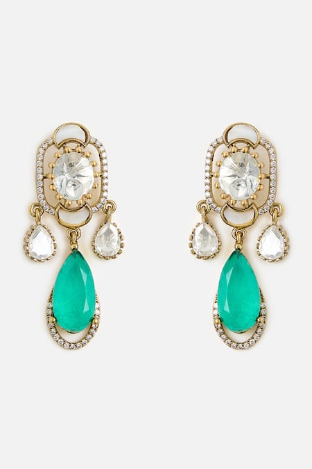 Shop Vivinia By Vidhi Mehra Green Stones, Pearls Elegant Drop Kundan Necklace Set Online at Aza Fashions Shop_Vivinia By Vidhi Mehra_Green Stones, Pearls Elegant Drop Kundan Necklace Set _Online_at_Aza_Fashions