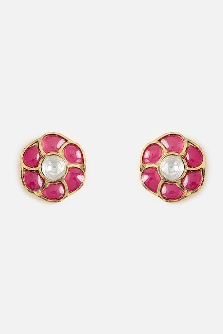 Vivinia By Vidhi Mehra_Gold Plated Stones Ruby Choker Necklace Set _Online_at_Aza_Fashions