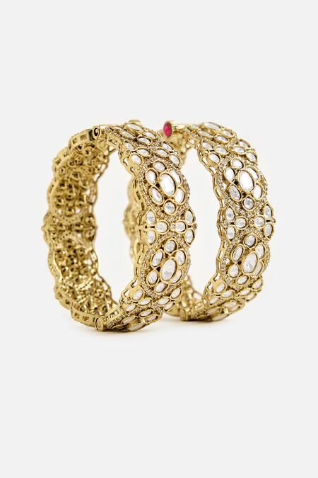 Vivinia By Vidhi Mehra Moissanite Polki  Embellished Bangles 