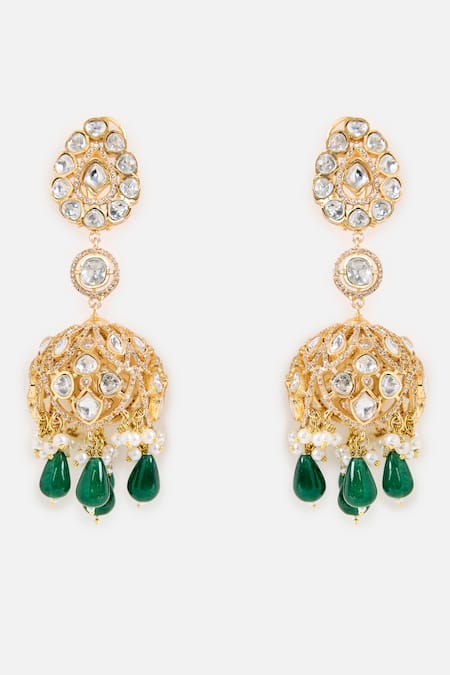 Vivinia By Vidhi Mehra Emerald Green Drop Statement Earrings 