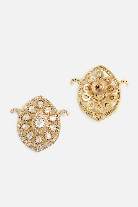 Buy_Vivinia By Vidhi Mehra_Green Stones And Kundan Choker Necklace Set _Online_at_Aza_Fashions