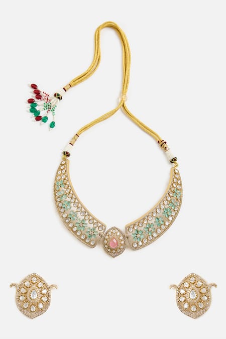 Vivinia By Vidhi Mehra Stone & Kundan Choker Necklace Set 