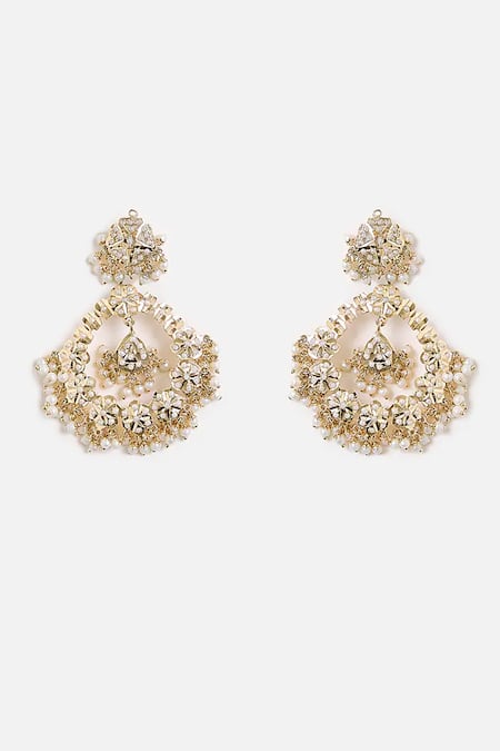 Vivinia By Vidhi Mehra Handcrafted Pearl Cluster Statement Earrings 