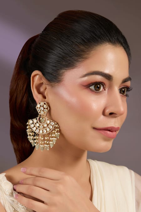 Vivinia By Vidhi Mehra Kundan Polki Statement Earrings 