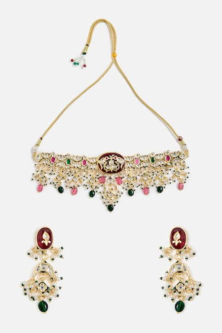 Vivinia By Vidhi Mehra Floral Kundan Choker Necklace Set 