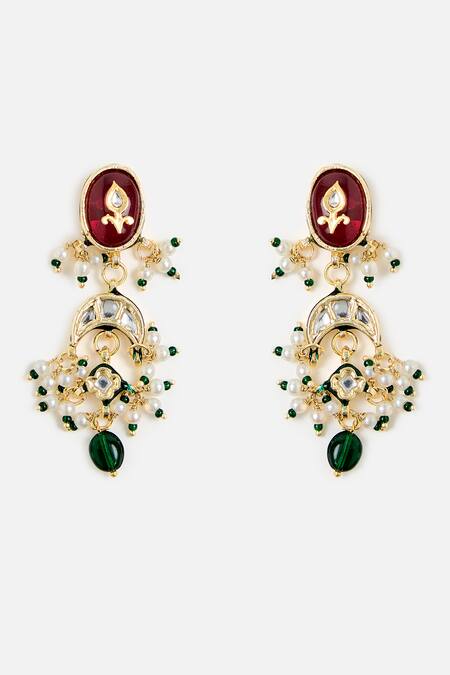 Buy_Vivinia By Vidhi Mehra_Multi Color Pearls, Beads, Stones Floral Kundan Choker Necklace Set _Online_at_Aza_Fashions