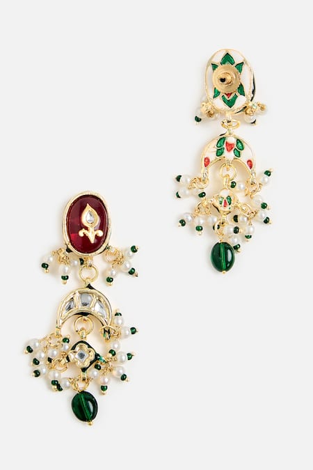 Shop_Vivinia By Vidhi Mehra_Multi Color Pearls, Beads, Stones Floral Kundan Choker Necklace Set _Online_at_Aza_Fashions