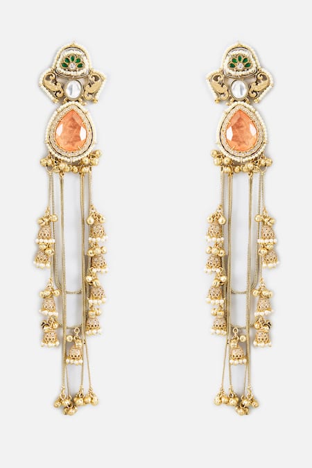 Vivinia By Vidhi Mehra Regal Gold Plated Long Dangle Earrings 