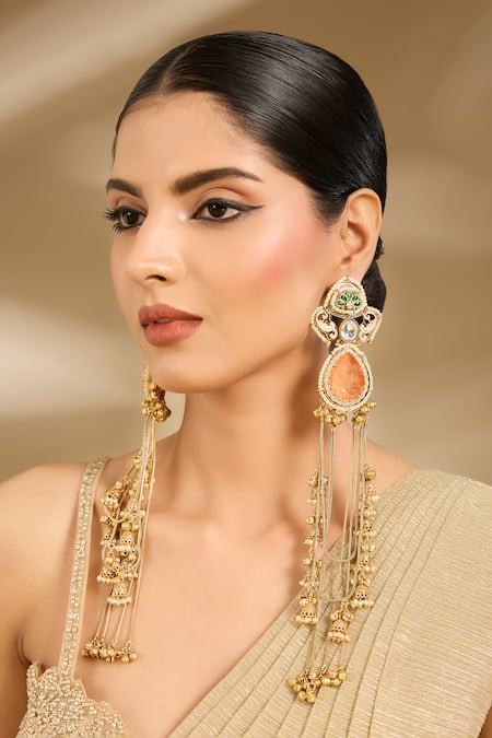 Vivinia By Vidhi Mehra Regal Gold Plated Long Dangle Earrings 