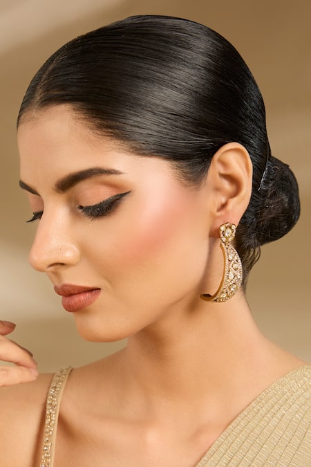 Vivinia By Vidhi Mehra Elegant Gold Plated Hoop Earrings 